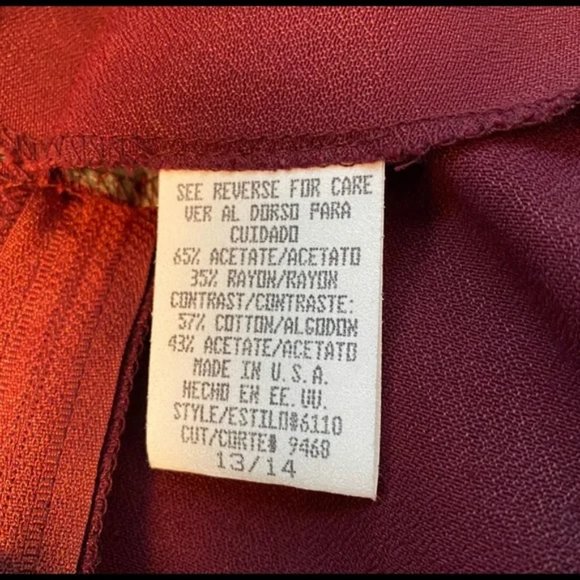 Vintage Bisou Bisou Sleeveless Formal Maroon Baroque Pattern Maxi Dress - Picture 5 of 6